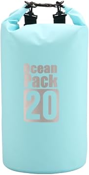 Dry Sack/Waterproof Bag for Boating, Kayaking, Hiking, Snowboarding, Camping, Rafting, Fishing and Backpacking Light Blue, 20L, BO-BAGS-001