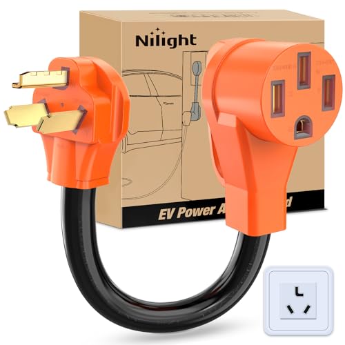 Image of Nilight EV Adapter Cord 30 Amp to 50 Amp 3 Prong Pure Copper Old Dryer Outlet to EV Plug Conversion Heavy Duty 10 Gauge Wire Nema 10-30P to 14-50R 30M /50F for Level 2 EV Using