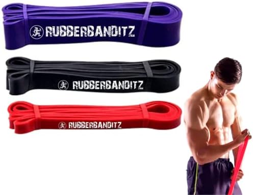 Set of 3 Rubberbanditz Crossfit Pull up Bands -#2, 3, 4- Medium, Heavy, Robust