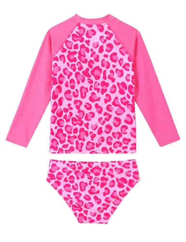 Image of Girls Swimsuit Long Sleeve Rush Guard Bathing Suit Swimwear with Bikini Bottom Sun Protection