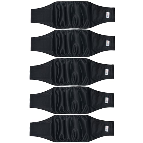 5 Pack Dog Diapers Male Reusable, Premium Belly Bands for Male Dogs, High Absorbing Dog Pee Wraps for Doggie in Incontinence and Training Black M