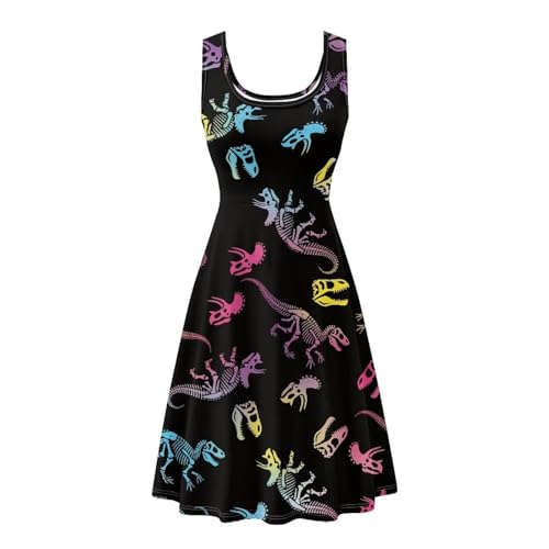 Image of Women Stylish Tank Dresses Sleeveless Round Neck Midi Casual Dress with Pocket for Summer