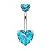 beyoutifulthings Bauch-nabelpiercing Glitzernde Herzen Nabel-Piercing Chirurgenstahl Bananabell Silber Aqua Stab 1,6/10mm