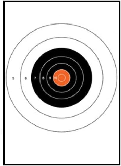 NRA 25-Yard Slow Fire Pistol Bull's-Eye Target (B-16) (Orange Center) Heavy TAGBOARD Paper Black and Orange Size: 10 1/2" x 12"