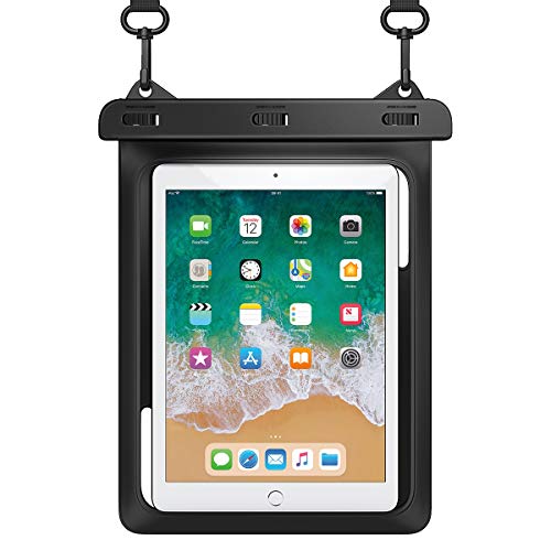 HeySplash Universal Waterproof Tablet Case, Underwater Tablet Dry Bag with Lanyard Compatible with iPad Mini 6 5/4/3/2, Samsung Galaxy Tab E, Tab S3, Fire HD 8, Fire 7, Up to 10" - Black