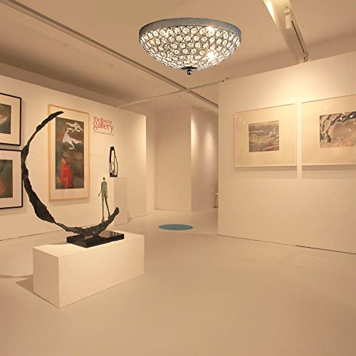 Dfl Flush Mount Crystal Ceiling Light, 2-Light Modern Chrome Finish Ceiling Light Fixture, Ceiling Light Fixture For Bedroom, Living Room, Dining Room, Closet Room, E12 Base, Bulb Not Included #TOP5