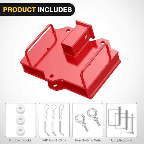 Image of Nilight Forklift Trailer Hitch Attachment Fits 2 Inch Receiver 6500 LBS Capacity Clamp on Dual Pallet Forks Forklift Tow Hitch Attachment Universal Forklift Ball Hitch Mount Trailer Towing Adapter