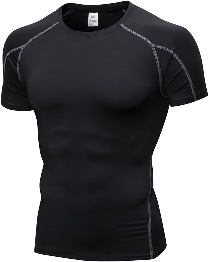 Men's Compression Shirt Athletic Short Sleeve Quick Dry Base-Layer Workout Running Sports Active Fitted