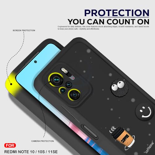 Image of AESTMO Back Case Cover for Redmi Note 10 / 10S Cover | Cute Fun Cartoon 3D Ball | Coffee Silicone Case | Full Body Protection | Camera Protection Back Cover for Redmi Note 10 / 10S (Black)