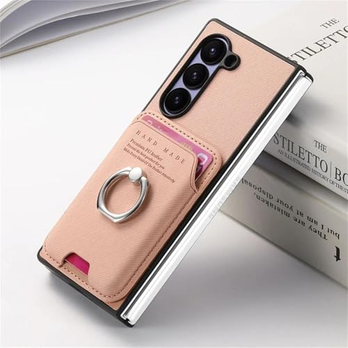 Étui portefeuille Galaxy Z Fold4 en cuir premium rose amovible chic