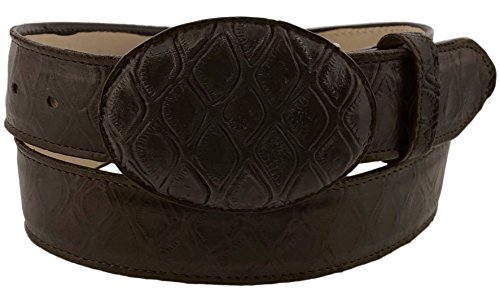 El Presidente Mens Brown Anteater Print Leather Western Cowboy Belt Rodeo Buckle