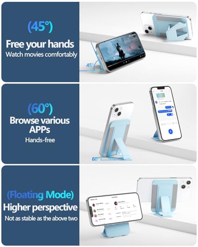 Image of Miroddi for Magsafe Wallet Stand, Magnetic Phone Wallet for iPhone 16 /15 /14 /13 /12 Series, Leather Magnetic Cards Holder, Fits 5 Cards, RFID Blocking, Slim, Blue