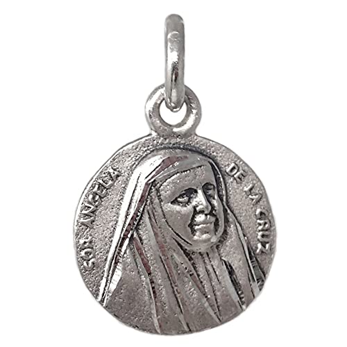 Inmaculada Romero IR Medalla plata Ley 925m Sor Ángela de la Cruz 13mm. maciza redonda detalles tallados lisa