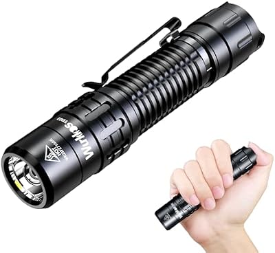 Wurkkos TD02 Linterna LED, linternas de mini superbrillantes recargables, linterna táctica de alto lúmenes EDC con interruptor trasero de puerto de carga para actividades al aire libre e interiores
