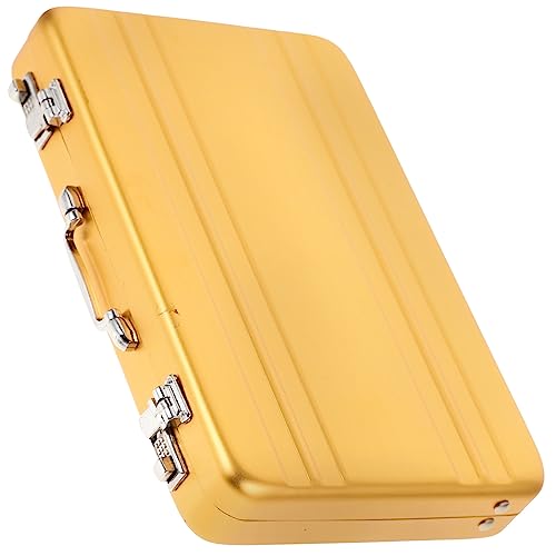 Mini Briefcase Business Card Case Creative Metal Card Holder for Men Capacity Organizer Clamshell Design Gold