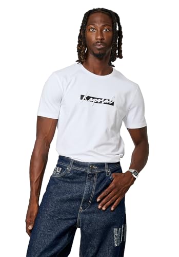 Kaporal Homme_Parent, Tee Shirt, Coupe Slim, Manches Courtes, Col Rond, Modèle Vokal, Couleur White, Taille XL