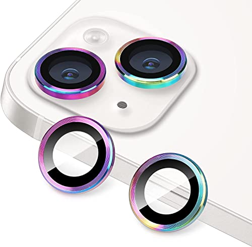 Hsefo For Iphone 13 Mini/Iphone 13 Camera Lens Protector, Anti-Scratch 9H Tempered Glass Metal Camera Screen Protector Shockproof Cover Film Ring -2 Pcs Colorful #TOP4