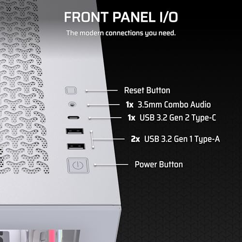 CORSAIR 3500X LX RGB Link Panoramic Mid-Tower PC Case – 3X Pre-Installed Fans, High Airflow, Spacious Interior, GPU Anti-Sag, Reverse Connection Motherboard Compatible – White - image 6
