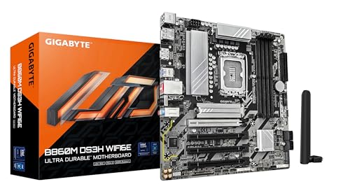 Image of GIGABYTE B860M DS3H WIFI6E Motherboard - Intel Core Ultra Series CPUs, 5+1+2+1 Phases VRM, up to 9066MHz DDR5, 1xPCIe 5.0 + 1xPCIe 4.0 M.2, 2.5GbE LAN, WiFi 6E, USB 3.2 Gen 2
