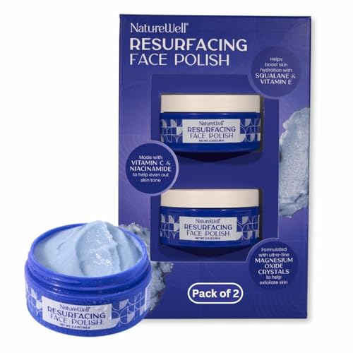 NATURE WELL Resurfacing Ultra-Fine Face Polish, Non-Abrasive Vitamin C & Niacinamide Facial Exfoliator Scrub For Radiant Skin, Revitalizes & Evens Skin Tone, Boosts Hydration, 2.3 Oz Each (Pack of 2)