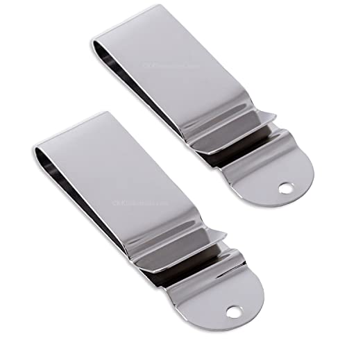Universal Metal Belt Clip - (Fits 1.75 inch Belts) - (Polished) - (1 Pack) - Replacement Steel Clip Attachment Holder for KYDEX Holsters, Sheaths, Cell Phone Cases