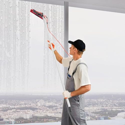 Kit de perche alimentée en eau pour lavage de vitres extérieur télescopique et réglable