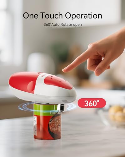Ouvre-boîte électrique automatique rouge et blanc à piles Phniti
