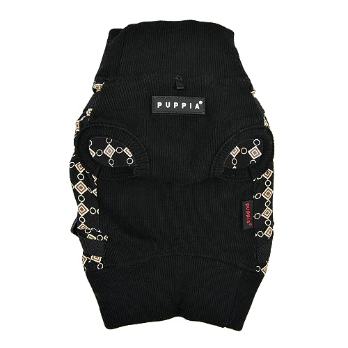Puppia Jace Jacket Hundegeschirr Pullover Warm Winter Rautenmuster für kleine und mittelgroße Hunde, Schwarz, Größe S