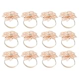 EPIGEIST 12 Piezas Anillos para Servilletas con Diseño de Flores de Metal Rosa Dorado Resistentes y Fáciles de Limpiar Estilo Europeo para Bodas Fiestas y Decoración de Mesa Elegante