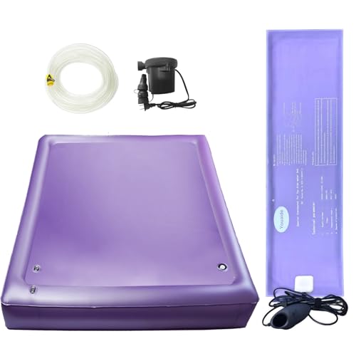 HYPNICELL Full Wave Waterbed Mattress with Heater Hose Electric Air Pump Free Flow Design Softside Water Bed for Adults Foldable & Ergonomic PVC Water Mattress with LED Control (Queen-60 x80)