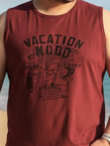 Image of Rigo Stylish Cotton Printed Vest for Men | Round Neck,Regular Fit, Sleeveless T-Shirt Vest for Men | Casual Innerwear Sando for Men & Boys - Perfect for Workouts Gym, Vacations, and Beaches