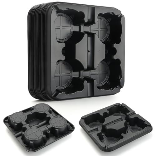 4 Cell Round Nursery Pot Trays for 5-6 Inch Pots, Thickened Sturdy Seedling Pot Shuttle Tray, Durable Nursery Pots Carrying Tray for Holding 5-6 inch Plastic Plant Pots (12.6