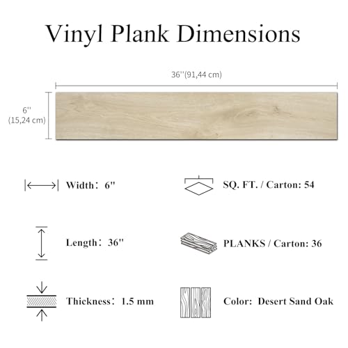 Mysflosy Peel & Stick Floor Tile, 36-Pack 54 Sq.Ft Waterproof Luxury Vinyl Flooring Self-Adhesive, Wood-Look Vinyl Planks for DIY Installation by Mysflosy - Image 2