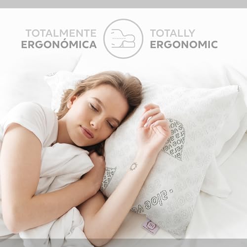 Miniatura 5 de Textilhome Pack 2 Unidades Almohada Viscoelástica 70 Cm, Núcleo De Visco Puro 100 , Funda Con Cremallera Lavable, Tejido Ecológico Aloe Vera Stretch Transpirable, Hipoalergénico Y Ergonómica.