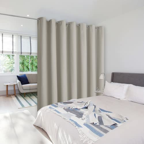 Image of NICETOWN Room Divider Curtain Screen Partitions, Basement Hospital Medical Clinic Spa Lab Cubicle Curtain Divider Privacy Screen, Patio Door Curtain (Natural, 1 Panel, 12.5ft Wide x 8ft Long)