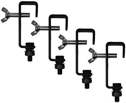 Rhino 4 x Black 25mm Hook G Clamp Lighting Stand fits Equinox DJ Booth Micron Gorilla