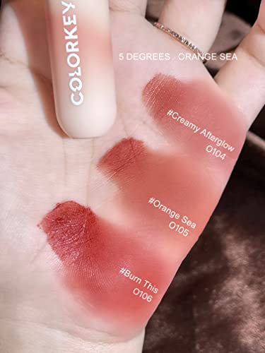 Colorkey Velvety Mousse Fluffy Lip Mud (O106 Burn This), Matte Lipstick Long Lasting Smooth Velvet Lip Stains Lip Tint Beauty Lips Makeup | Mud Texture, Sunset Warm Colors #TOP4