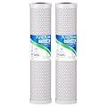 PUREPLUS 5 Micron 20" x 4.5" Whole House Coconut Shell Activated Carbon Water Filter Replacement Cartridge, Compatible with FC25B, EPM-20BB, CB-BB-20, CTO-F20B-5, 155783-43, 2 Pack