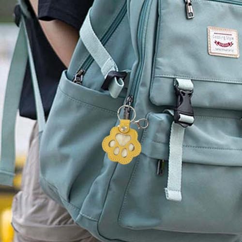 LQQDREX Schlüsselanhänger mit Hundefell-Aufbewahrung, niedlicher Lederpfoten-Schlüsselanhänger, Tierhaar-Andenken-Schlüsselanhänger, einzigartige Gedenksammlung, Haustier-Gedenkgeschenke für Tasche