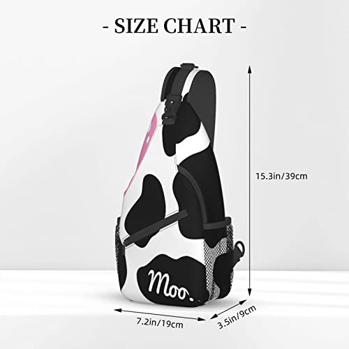 WURTON Black White Milk Cow Print Crossbody Backpack Shoulder Bag Cross Chest Bag For Travel, Hiking Gym Tactical Use2