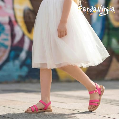 Image of PANDNAINJIA Girls Sandals Open Toe Toddler Kids Dress Summer Shoes | Open Toe Girl Sandals, Hook and Loop, Comfortable Insole, Classic Style, Flower Girl Wedding Party Daily Shoes