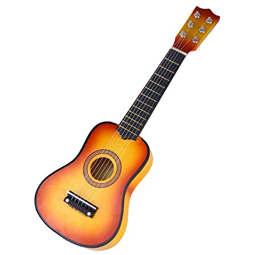 Kisangel 1Pc 21 Inch 6 String Guitar Wooden Guitar Folk Guitar Vintage Style Acoustic Guitar For Kids Beginners(Sun Color) #TOP13