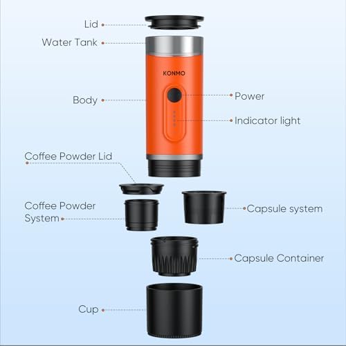 MyCampix Portable Espresso Machine for Travel, Self-Heating Coffee Maker Works with Capsules & Ground Coffee, Type-C Rechargeable for Outdoor Camping Car RV Business Trips — view 5