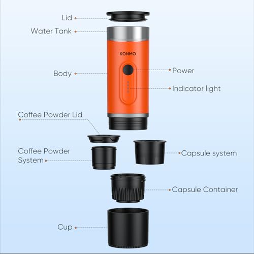 MyCampix Portable Espresso Machine, Self-Heating, 15 Bar, Type-C Rechargeable, Works with Capsules & Ground Coffee, Coffee Maker for Camping, Hiking, Outdoor Travel, Car RV, Business Trips — view 6