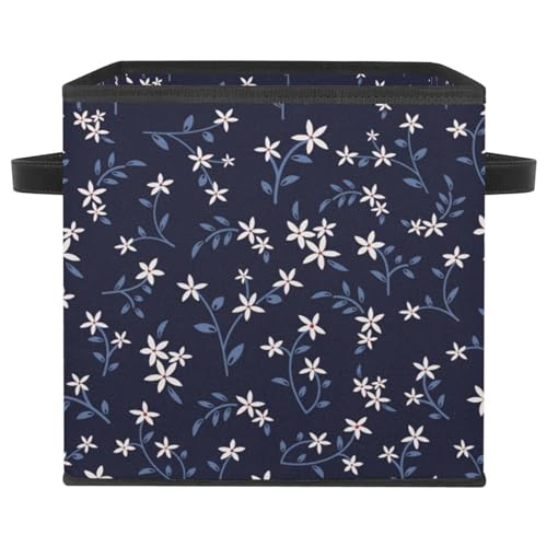 Boîte de rangement cube bleu floral pliable en tissu pour placard - 2