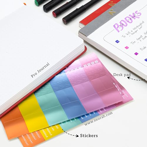 Image of NEORAH-2026 Dated Planner ACCOMPLISH-Planner Stickers|3 Sheets of 456 Colorful Metallic Stickers for Planning & Journaling with icons, words and customizable tabs|Self-adhesive sticker accessories