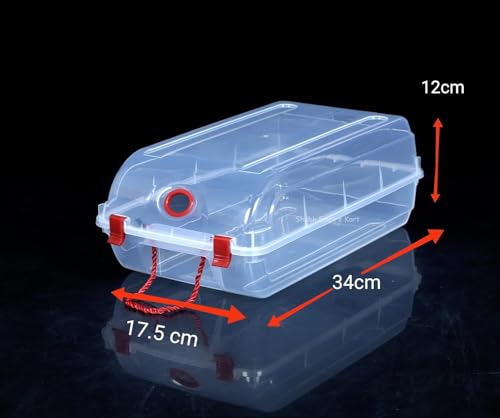 Image of C.S.M CSM Multipurpose Stackable Rectangular Footwear Storage Organiser(SHOEBOX-2) Containers with Lid, Clear Plastic, Large, Pack of 2
