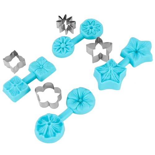 WPKD BLUEIY Set di 4 utensili da forno in silicone per fondente, include taglierino, caramelle, prodotti da forno, utensili da cucina, ideali per chote e fondente, antiaderenti