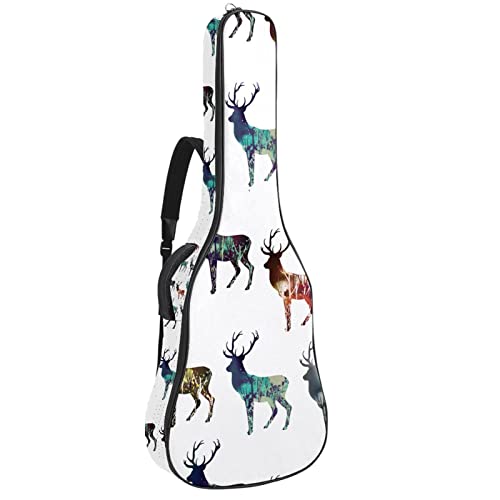 Housse de guitare acoustique imperméable anti-pluie à motif renards et rangement