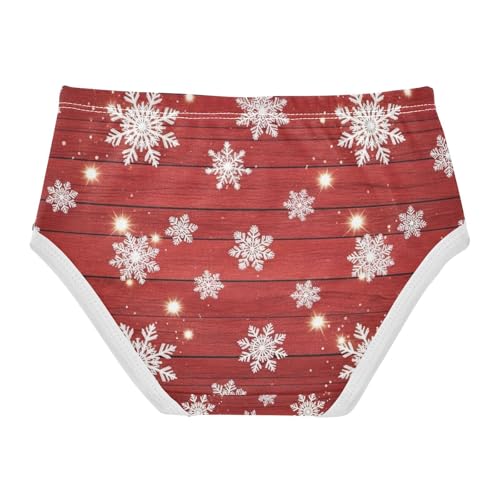 Toddler Girl Briefs, White Snowflakes Wooden Girls' Cotton Brief Underwear, 2–8 Years2